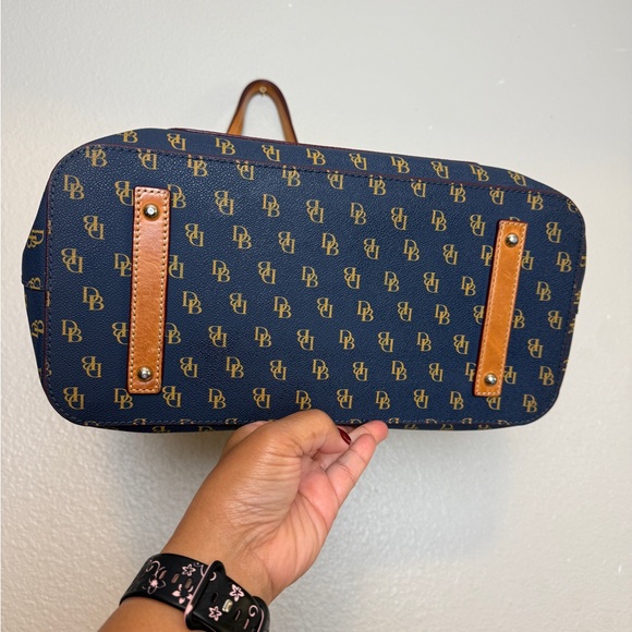 Dooney & Bourke Blue and Brown Signature Large Tote - Picture 6 of 14